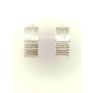 Sterling Silver 925 Stamped Grooved Huggie Hoop Earrings